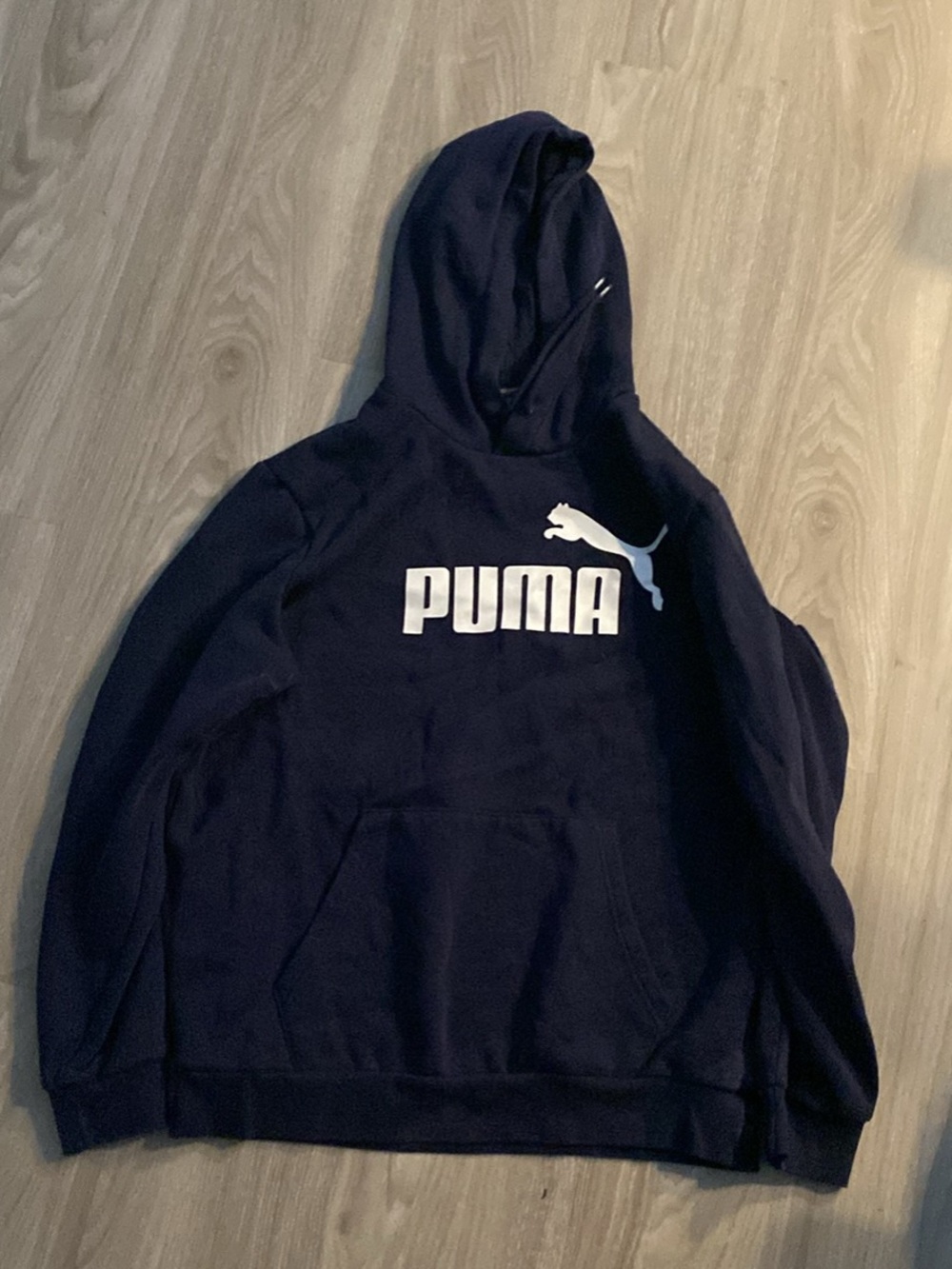 Puma Men's Dark Navy Hoodie with White Logo